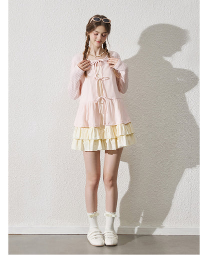 Tie-Front Relaxed Rib-Knit Top