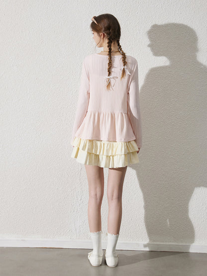 Tie-Front Relaxed Rib-Knit Top