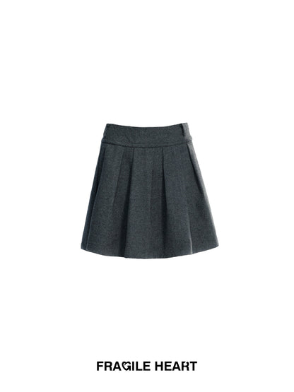 Cozy Wool-Like Pleated Midi Skirt