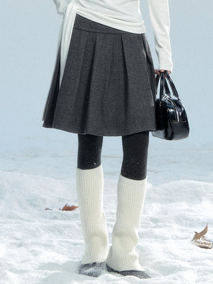 Cozy Wool-Like Pleated Midi Skirt
