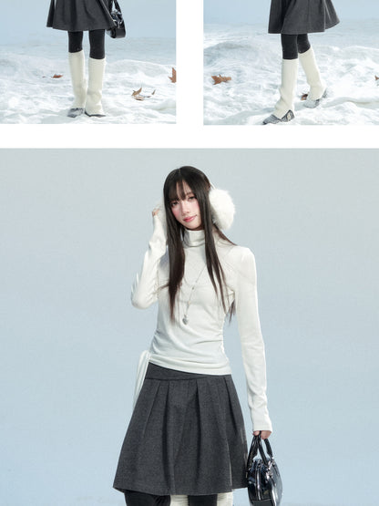 Cozy Wool-Like Pleated Midi Skirt