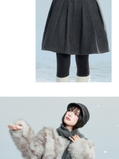 Cozy Wool-Like Pleated Midi Skirt