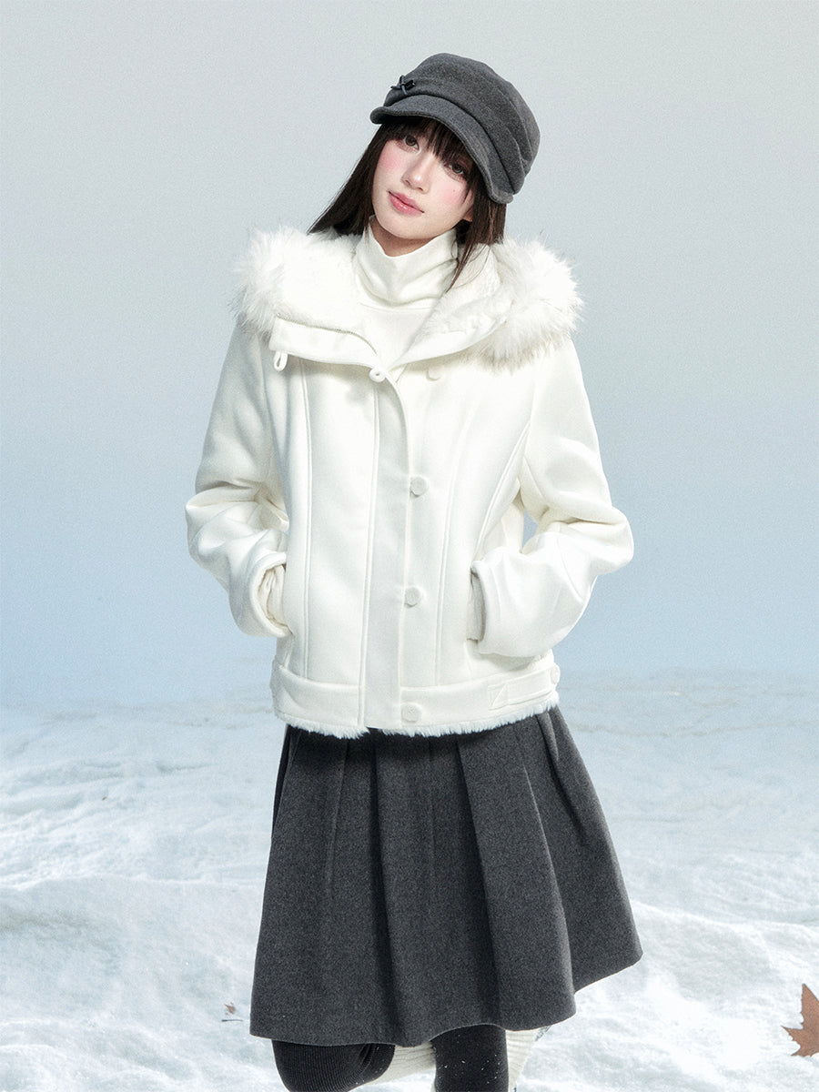 Cozy Wool-Like Pleated Midi Skirt