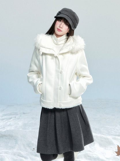 Cozy Wool-Like Pleated Midi Skirt