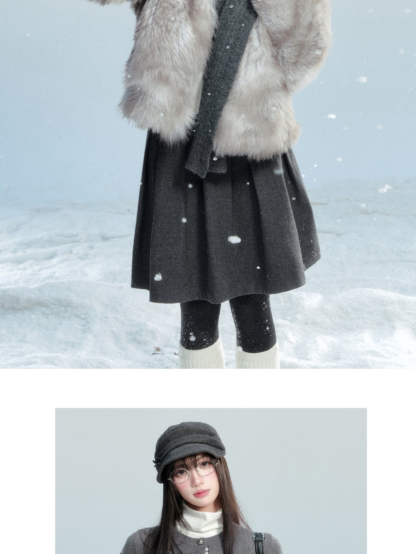 Cozy Wool-Like Pleated Midi Skirt