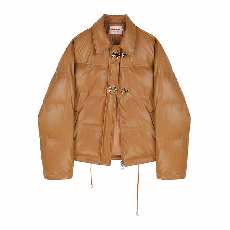 90% Duck Down Water Resistant Leather-Effect Jacket