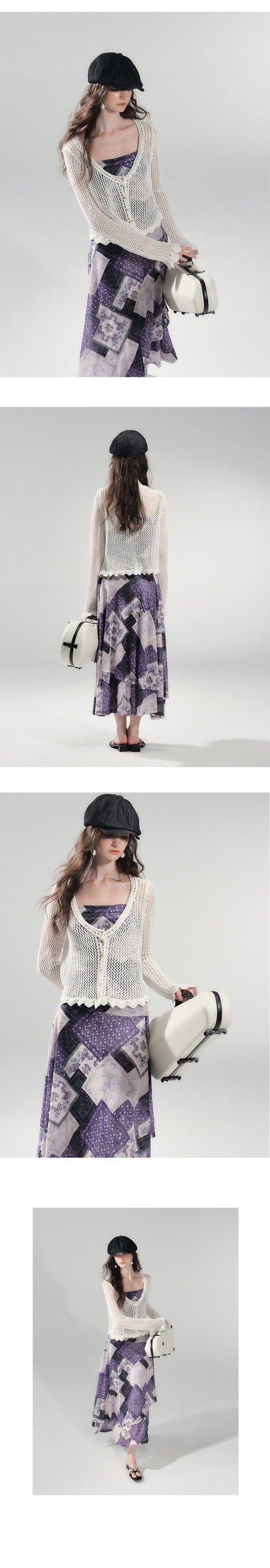 Draped Patchwork Print Stretch Cami Dress