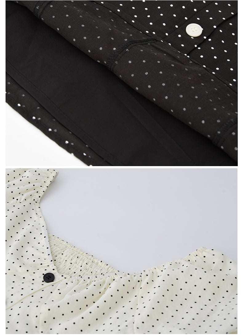 Two-Way Bubble Sleeve Polka Dot Dress
