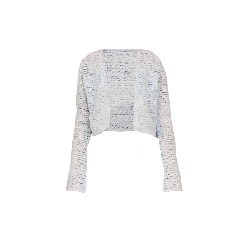 Lace Knit Cropped Cardigan With Open Front