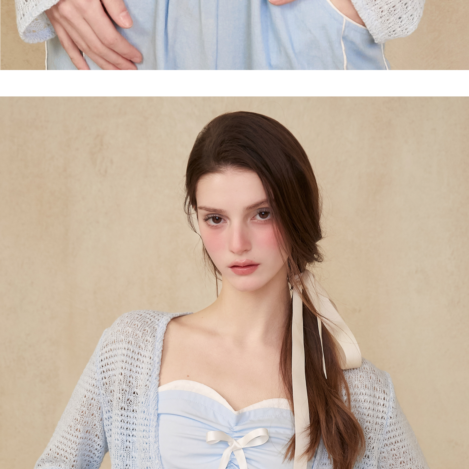 Lace Knit Cropped Cardigan With Open Front