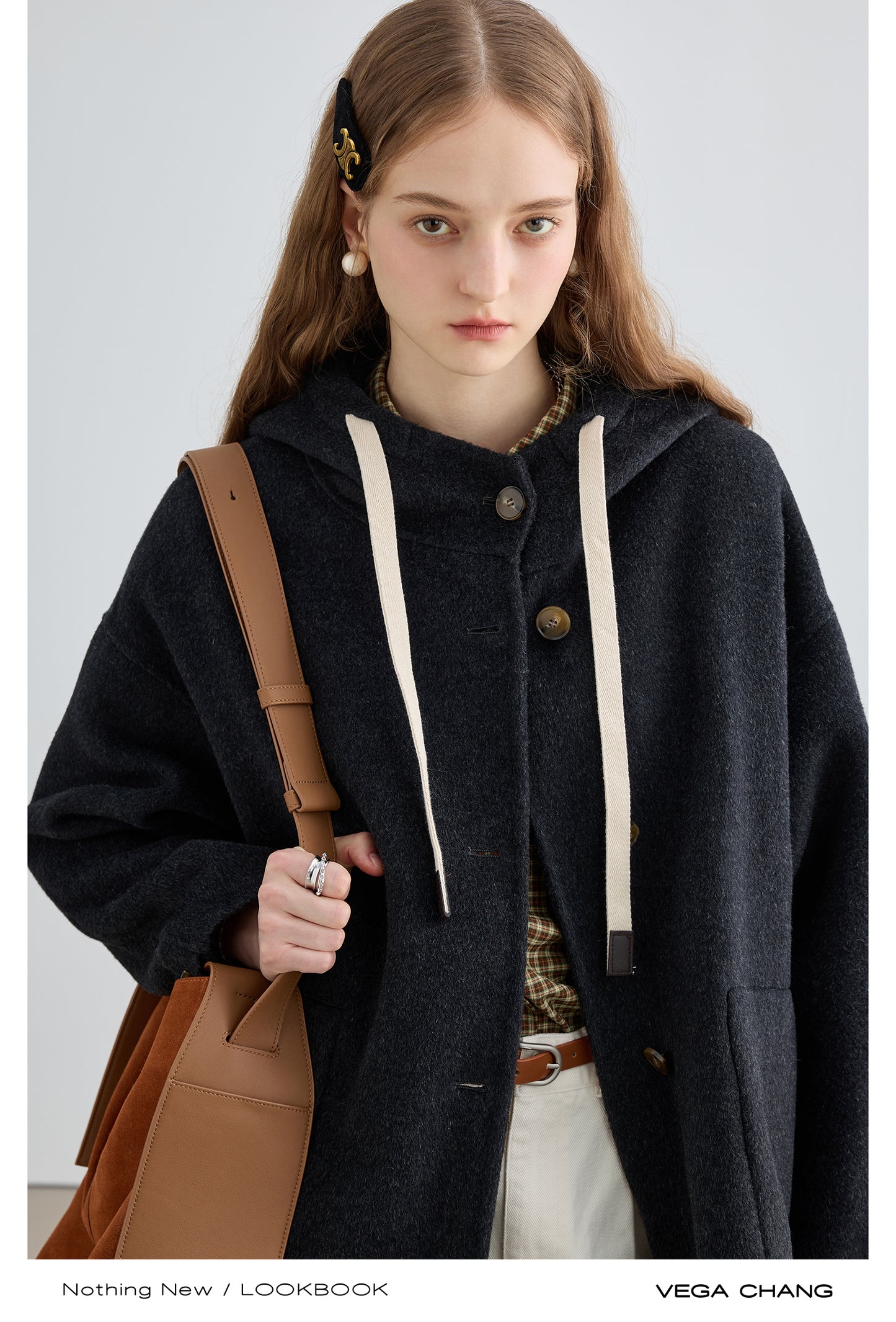 Double-Faced 100% Wool Hooded Short Coat