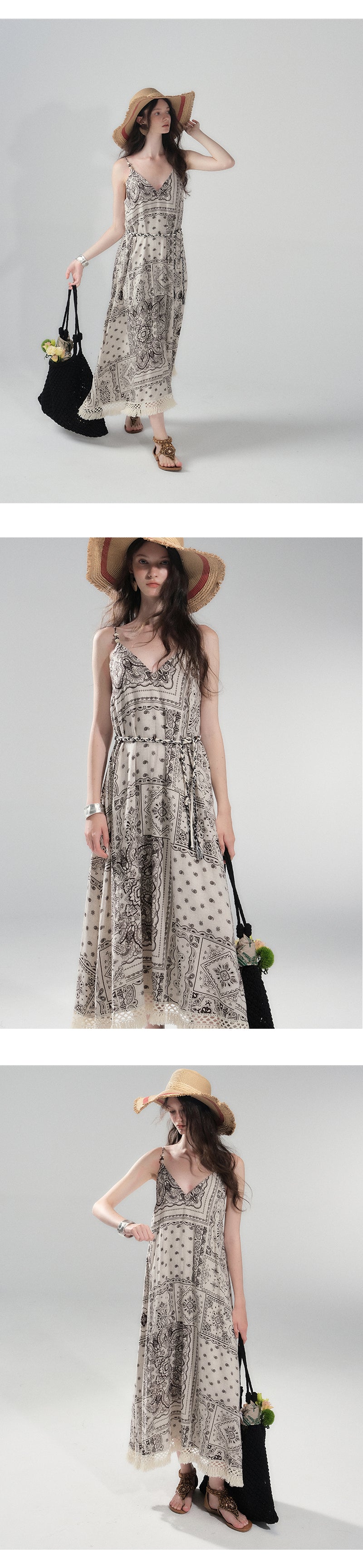 Paisley Print V-Neck Cami Dress