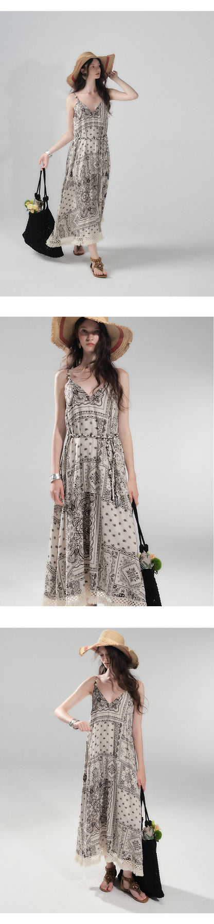 Paisley Print V-Neck Cami Dress