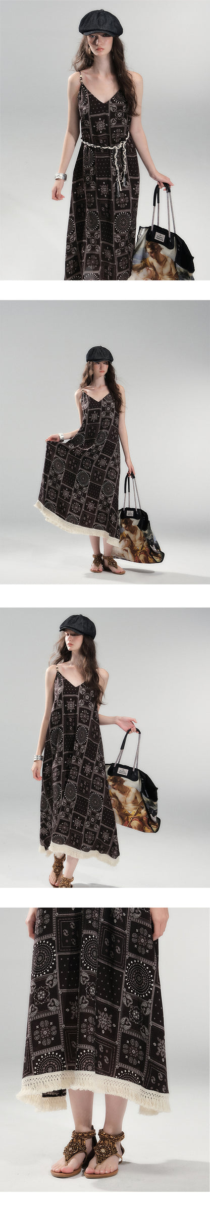Paisley Print V-Neck Cami Dress