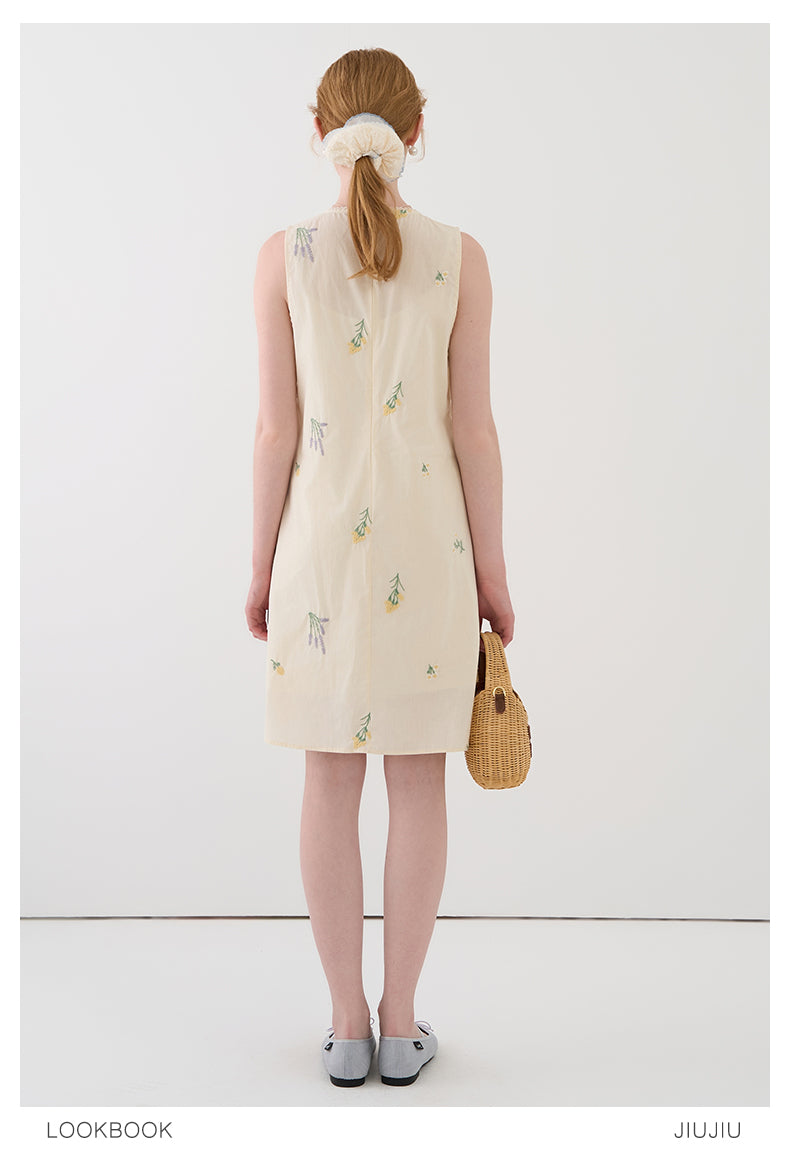 Floral V-Neck Sleeveless Dress Set With Slip