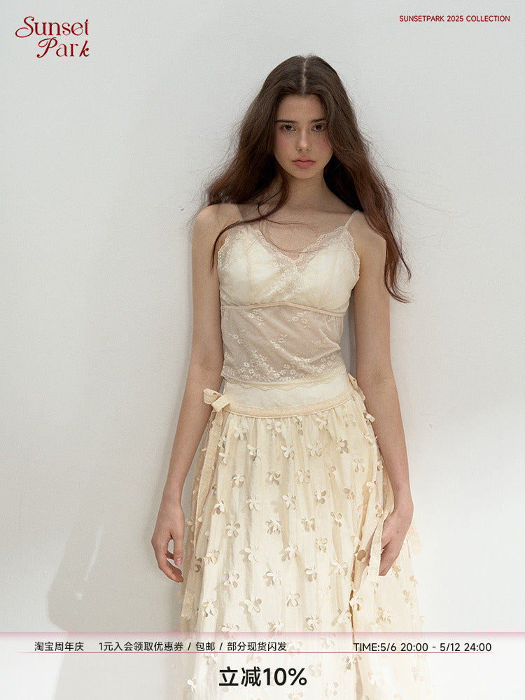 Sheer Lace Camisole With Embroidered Detail