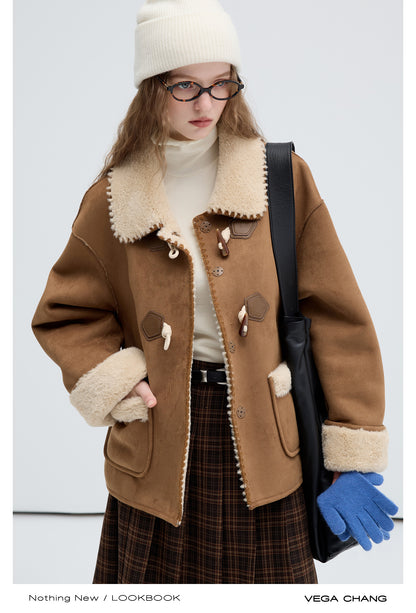 Soft Faux Suede & Shearling Duffle Coat In Two Lengths