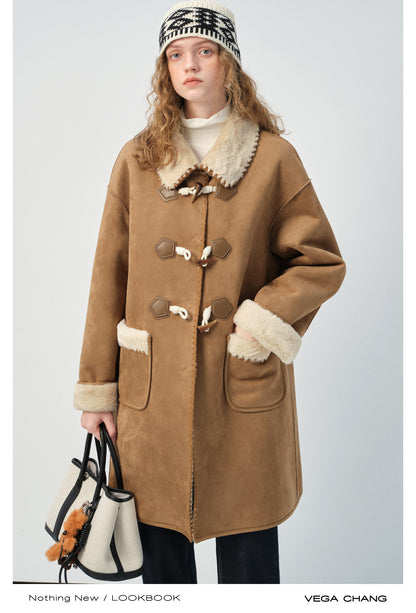 Soft Faux Suede & Shearling Duffle Coat In Two Lengths