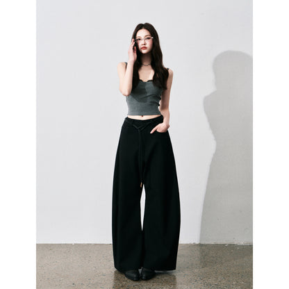 Wide-Leg Scimitar Pants With Cord Belt