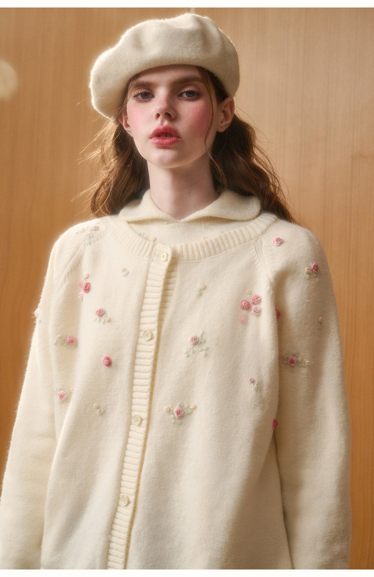 Cotton Blend Floral Embroidered Cardigan