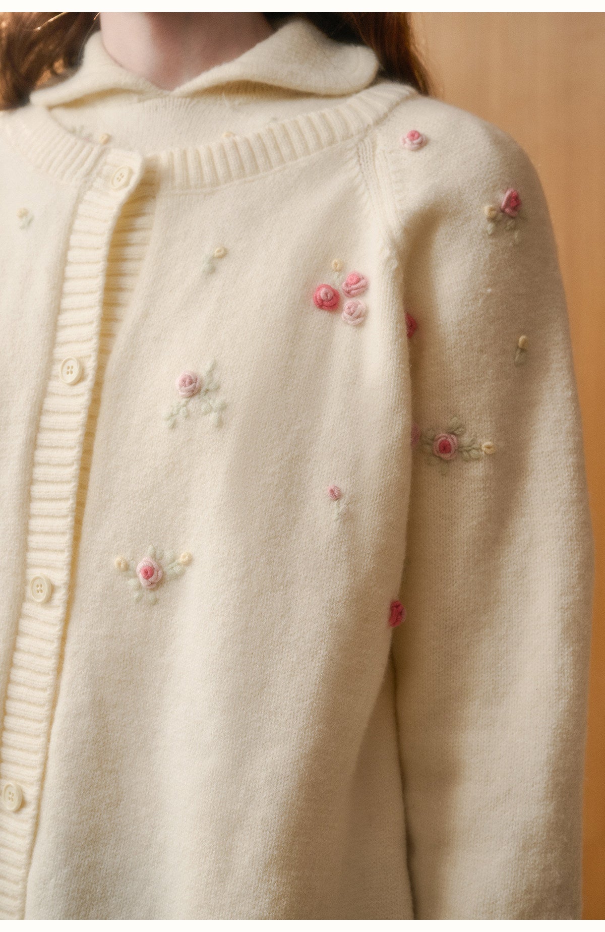 Cotton Blend Floral Embroidered Cardigan