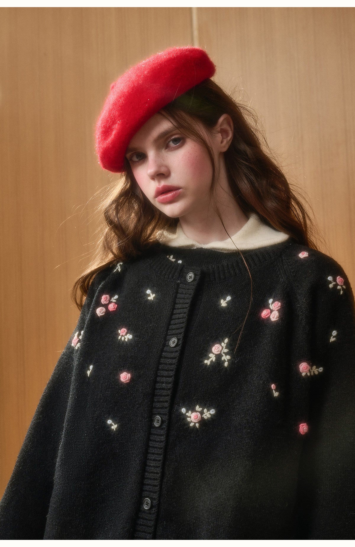 Cotton Blend Floral Embroidered Cardigan