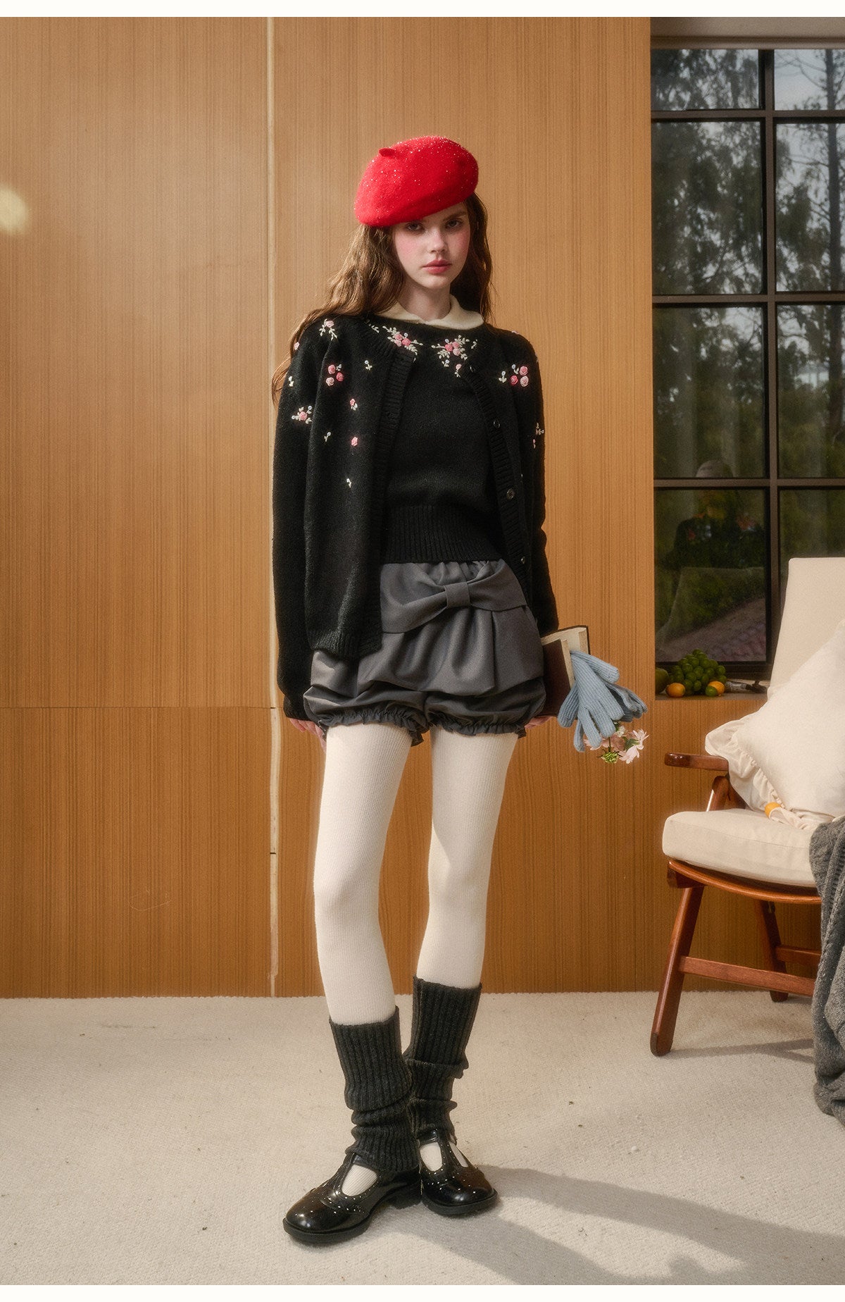 Cotton Blend Floral Embroidered Cardigan