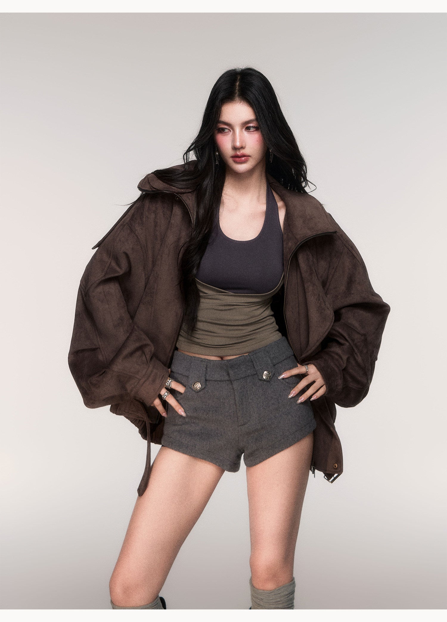 Oversized Faux Suede Zip-Up Jacket – MILL MINORITY