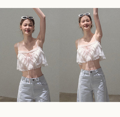 2-Style Cropped Lace Cami Top