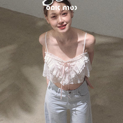 2-Style Cropped Lace Cami Top
