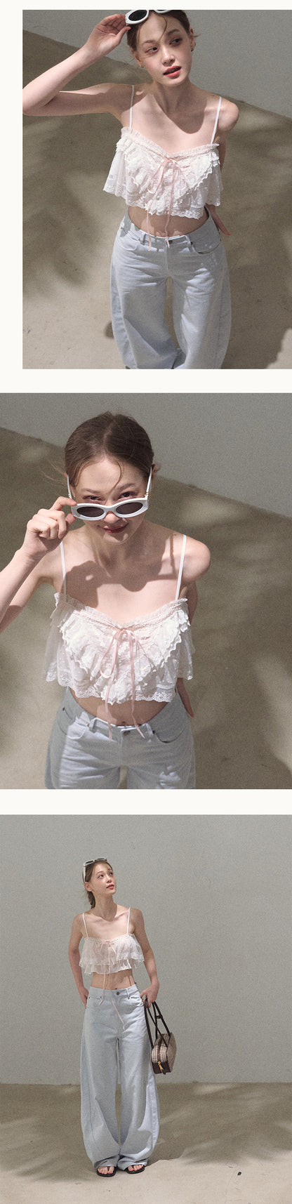 2-Style Cropped Lace Cami Top