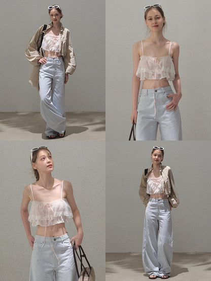 2-Style Cropped Lace Cami Top