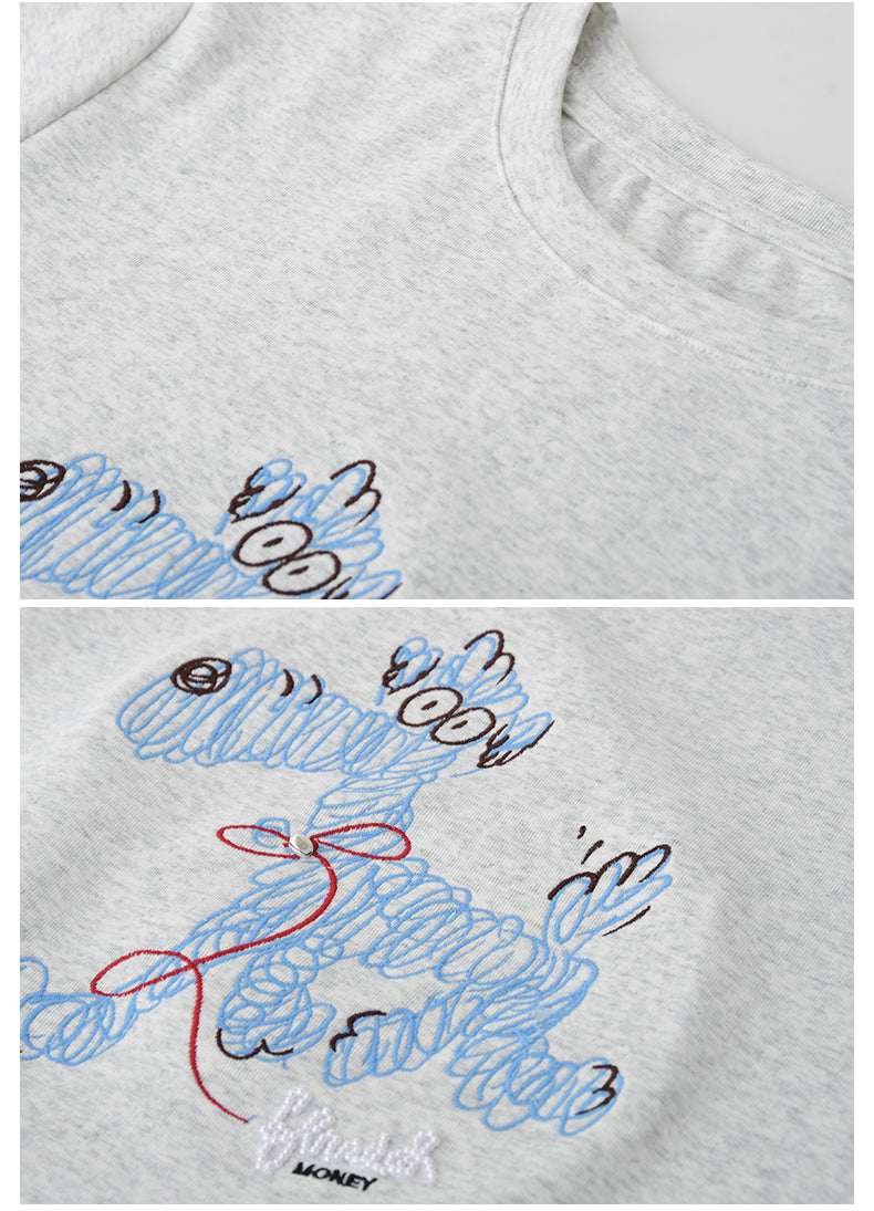 Puppy Embroidered Cotton T-Shirt