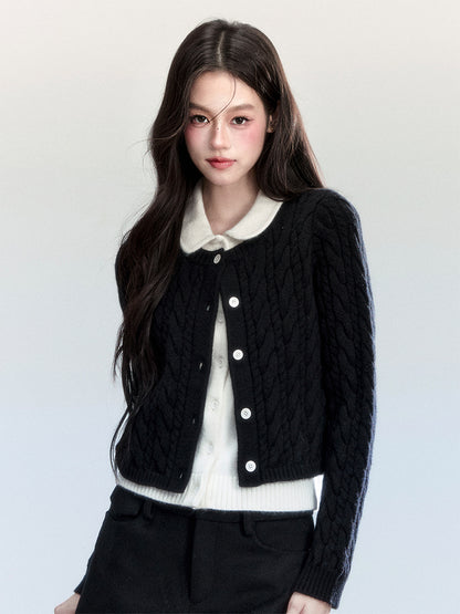 Color-Blocked Cropped Layered Cardigan