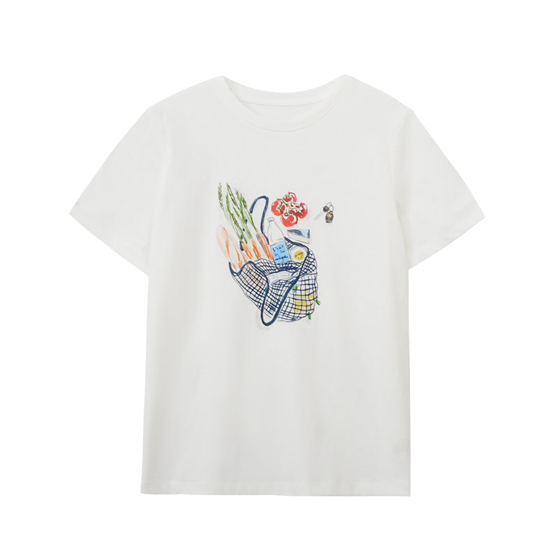 Shopping Bag Illustration Print T-Shirt