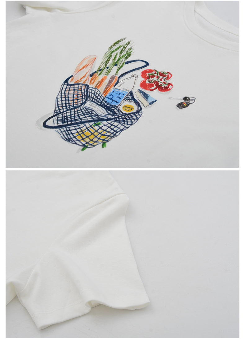 Shopping Bag Illustration Print T-Shirt