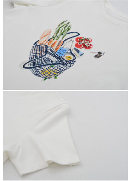 Shopping Bag Illustration Print T-Shirt