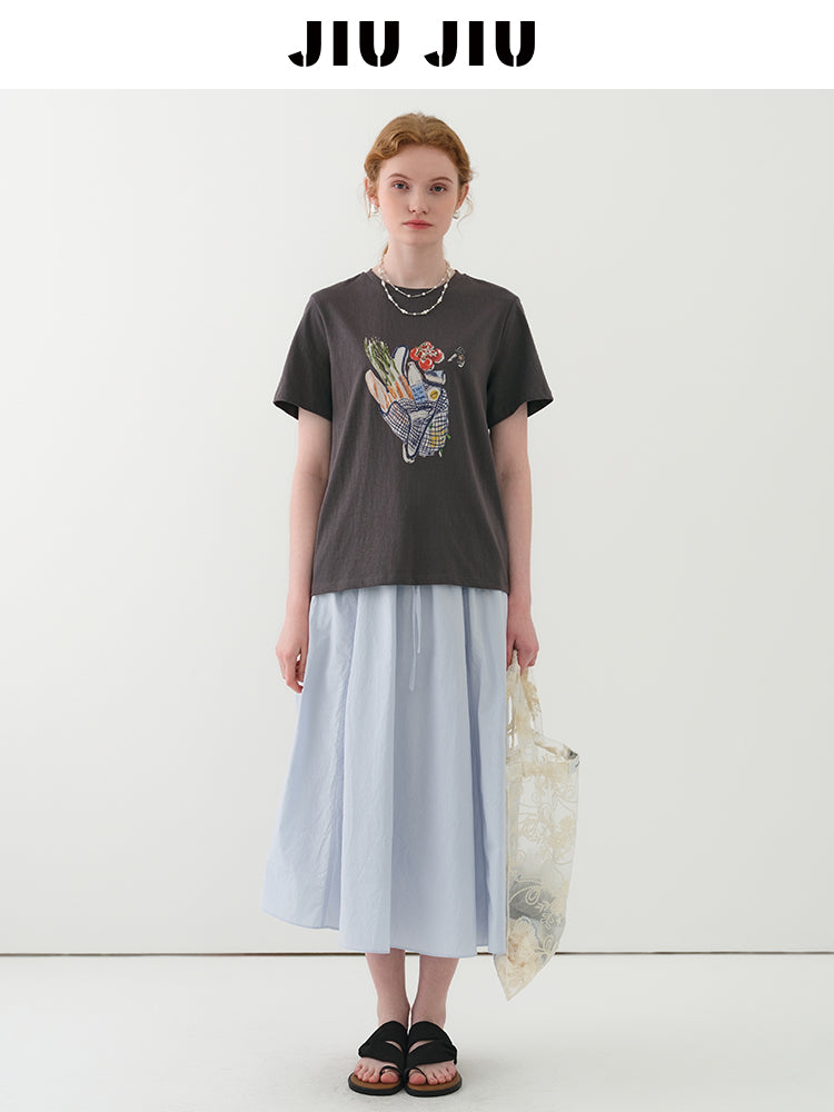 Shopping Bag Illustration Print T-Shirt