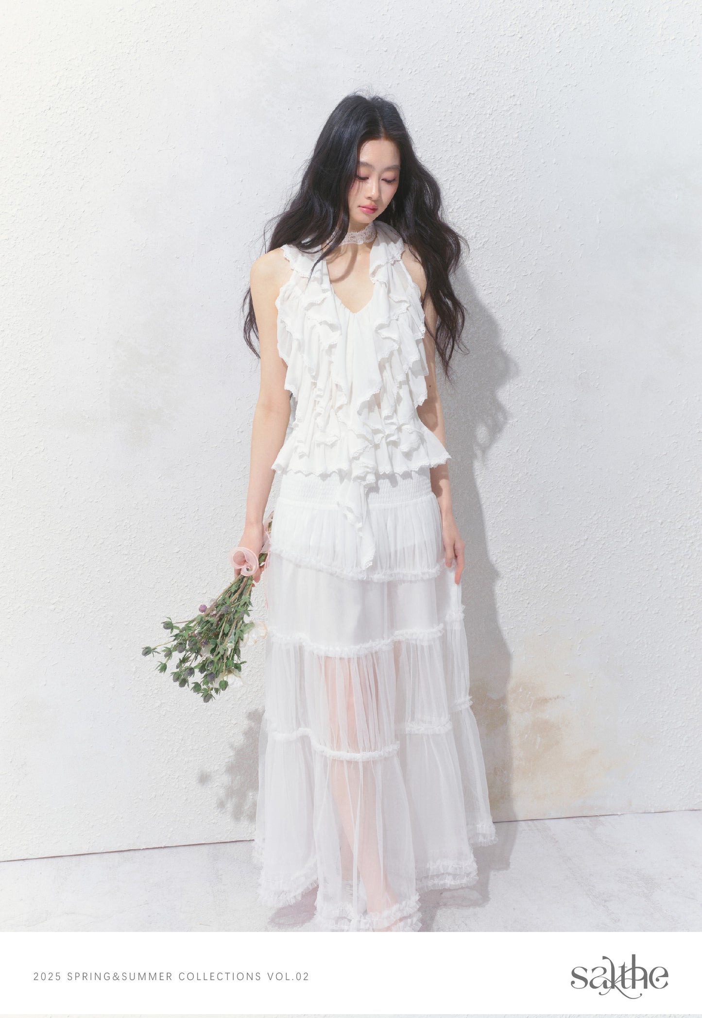 Smocked Waist Maxi Tulle Skirt