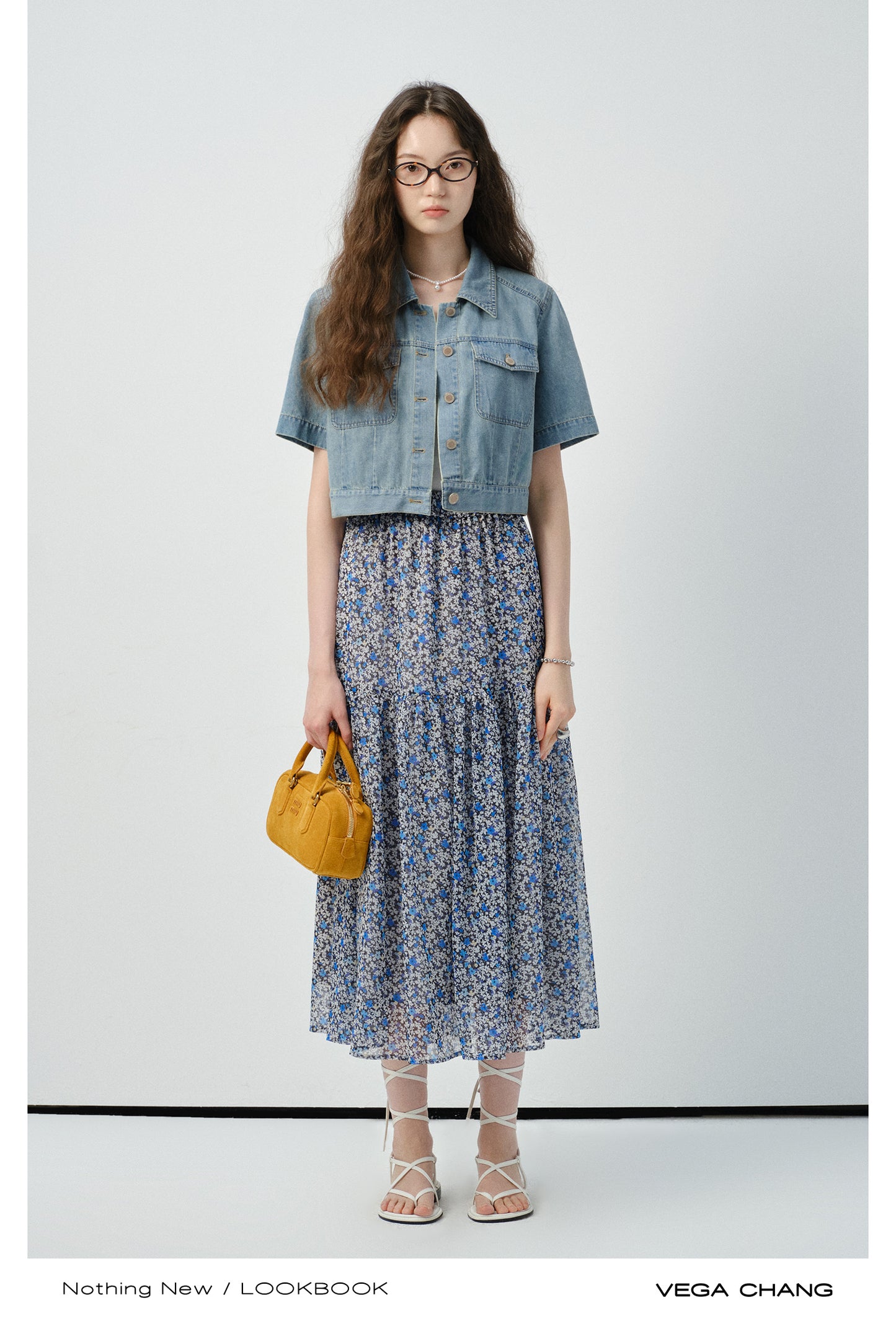 Floral Chiffon Skirt With Elastic Waist