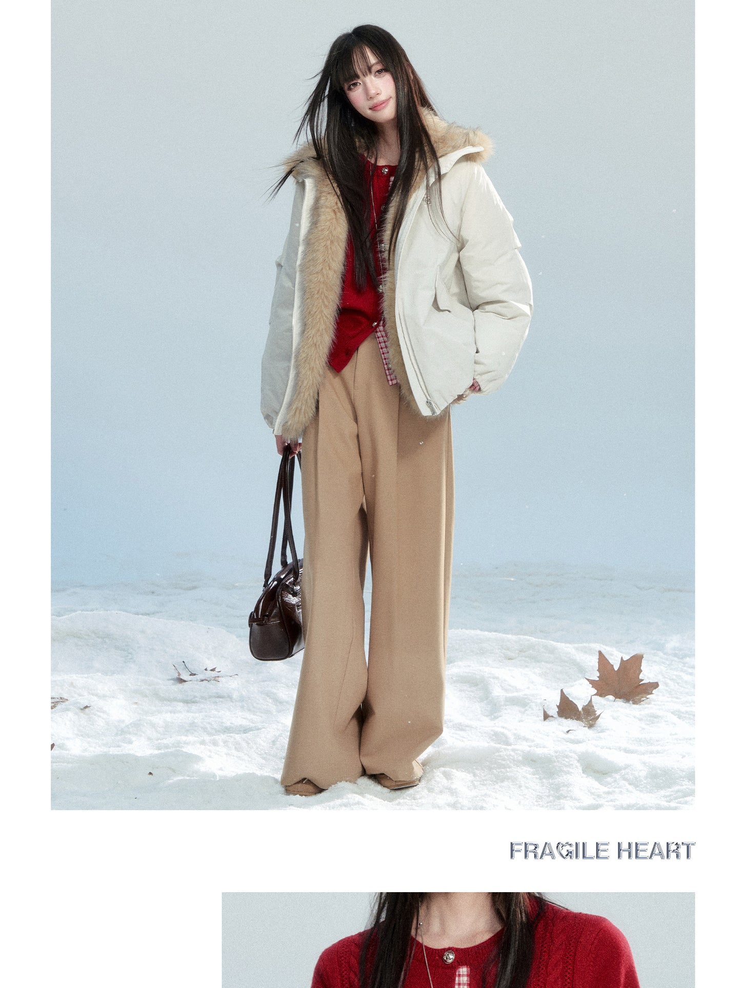 Plaid-Detail Cable Knit Cardigan