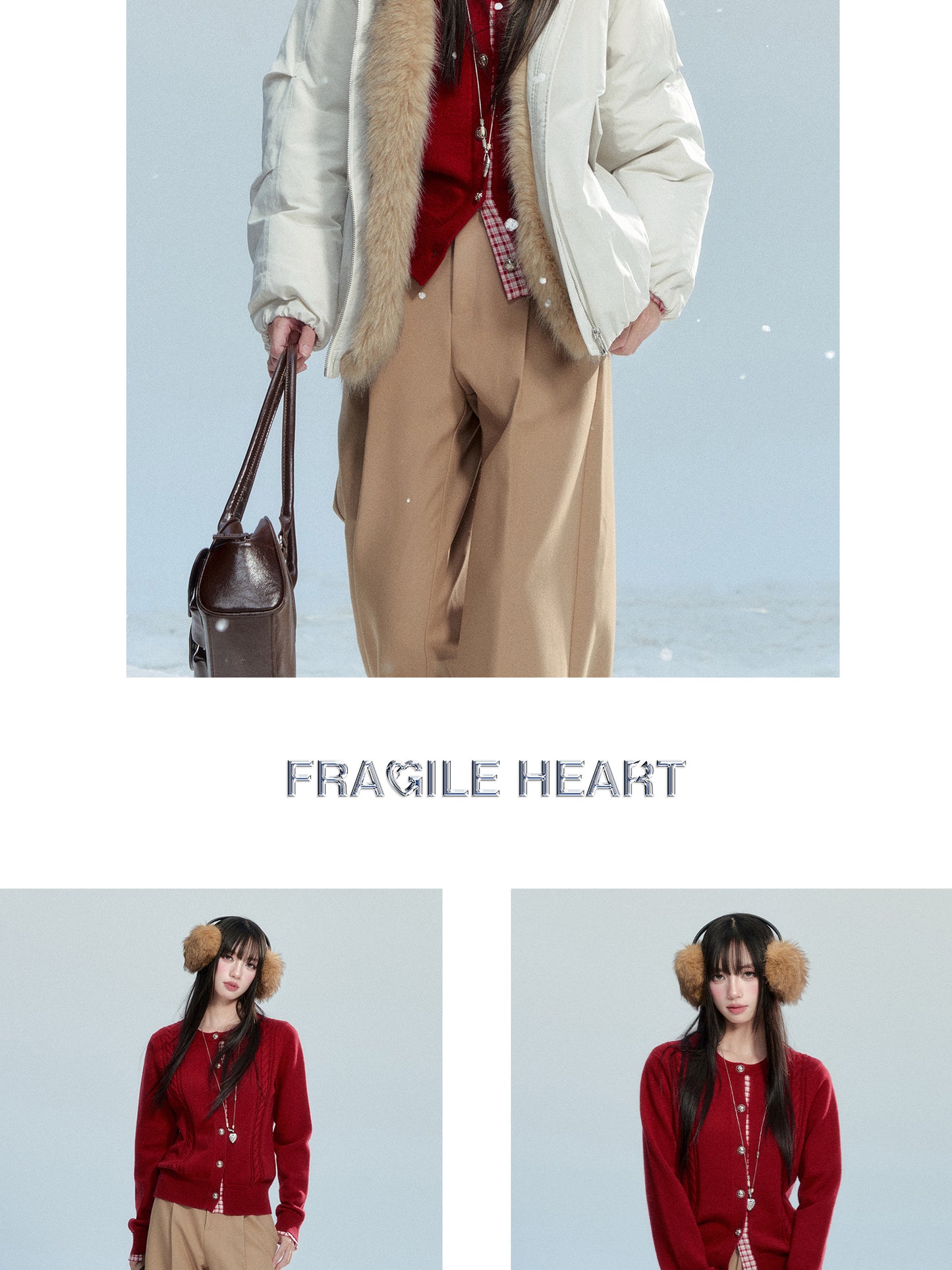 Plaid-Detail Cable Knit Cardigan