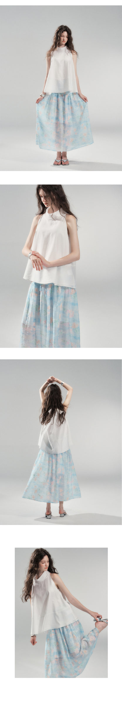 Tie-Neck Sleeveless A-Line Top