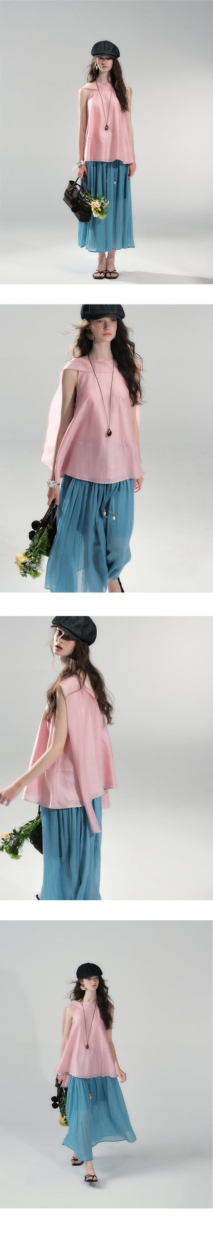 Tie-Neck Sleeveless A-Line Top
