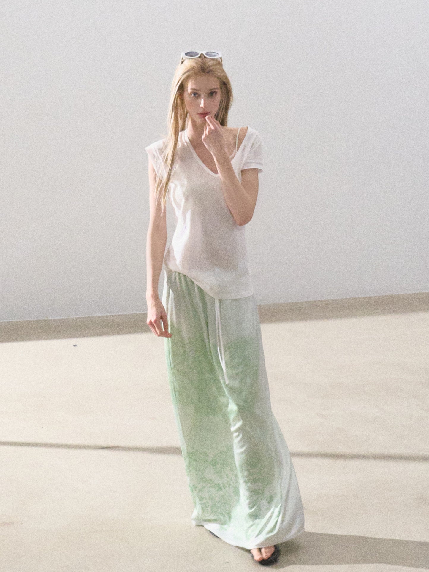 Lace Print Maxi Skirt With Waist Tie