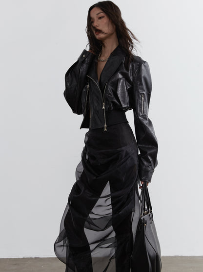Faux Leather Double-Zip Moto Jacket