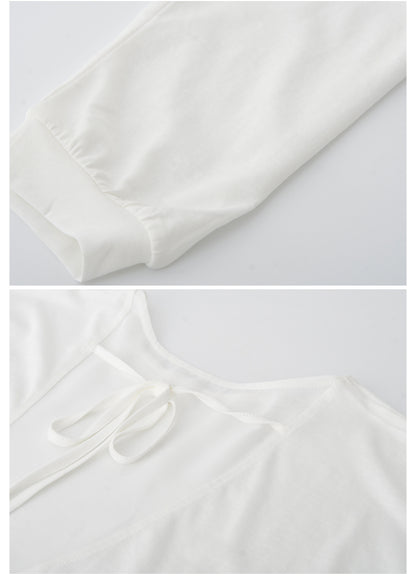 Light Sheer Back-Tie Top & Ruffle-Trim Skirt Set