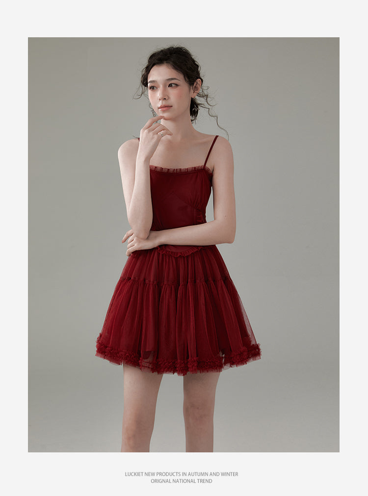 Voluminous Tulle Dress With Straps