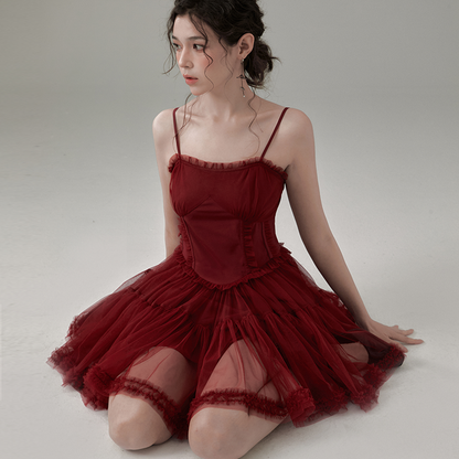 Voluminous Tulle Dress With Straps