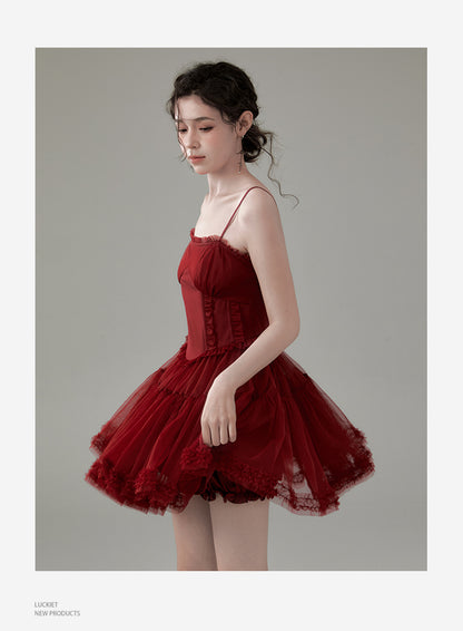 Voluminous Tulle Dress With Straps